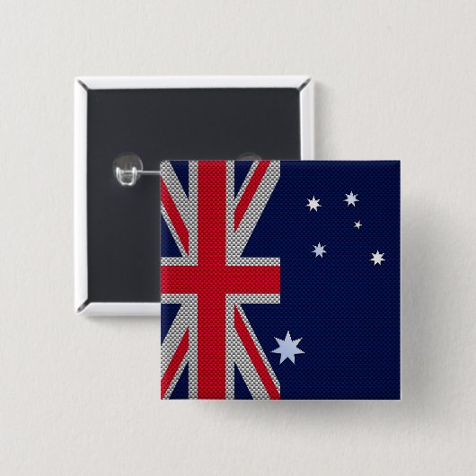 Australische vlagontwerp koolstofvezel stijl vierkante button 5,1 cm (Voorkant /achterkant)