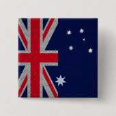 Australische vlagontwerp koolstofvezel stijl vierkante button 5,1 cm (Voorkant)