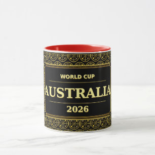 Australische Voetbalfan 2026 Zwart Goud Luxe Mok