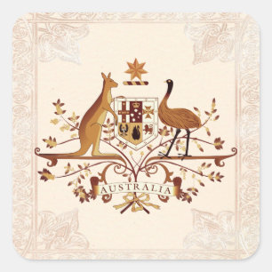 Australische wapenschild Brown Tint Vierkante Sticker