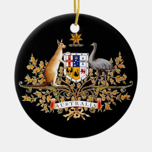 Australische wapenschild voor kerstboomversiering keramisch ornament (Voorkant)