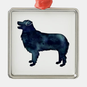 Australische Waterverf Shepherd Black Silhouette Metalen Ornament