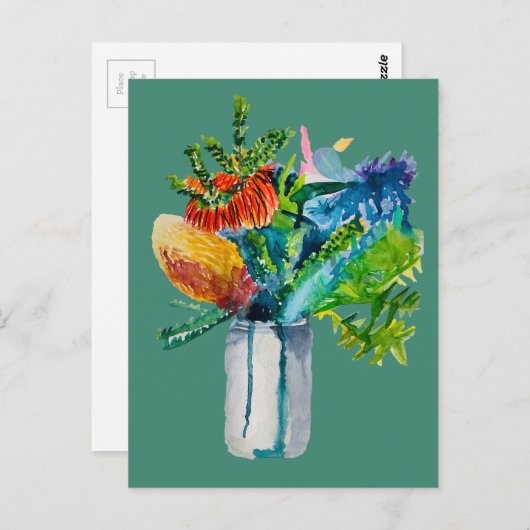 Australische waterverf van bloemen briefkaart (Voorkant / Achterkant)