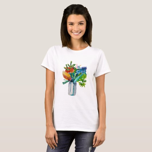 Australische waterverf van bloemen t-shirt (Voorkant volledig)