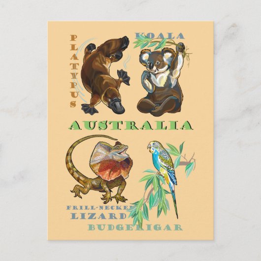 Australische wilde dieren briefkaart (Voorkant)