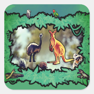 Australische Wildlife Bushland Frame Vierkante Sticker