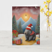 Australische wombat kerst kaart (Gele Bloem)