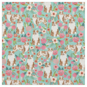 Austrarlian Shepherd red merle florals Stof
