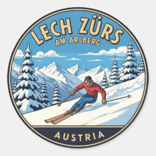 Austria Arlberg Skier Ronde Sticker