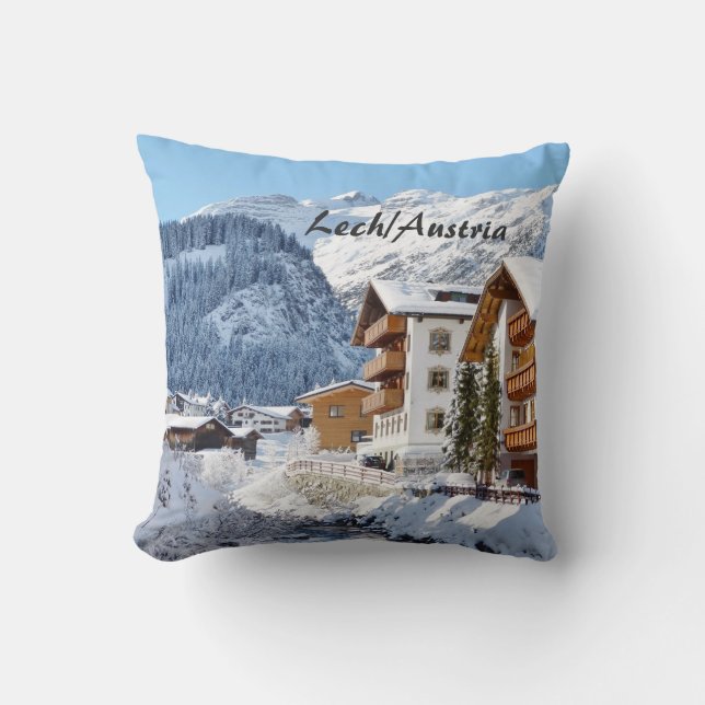 Austria Lech am Arlberg Souvenir Kussen (Voorkant)