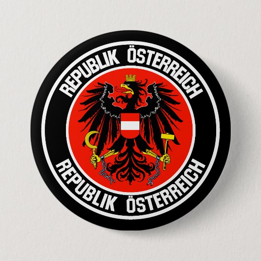 Austria Round Emblem Ronde Button 7,6 Cm (Voorkant)