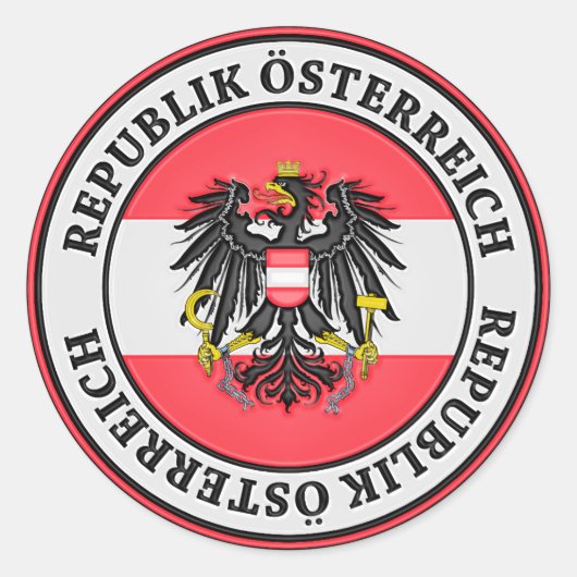 Austria Round Emblem Ronde Sticker (Voorkant)