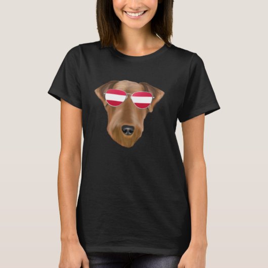 Austrian Flag Airedale Terrier Dog Austria Pocket T-shirt (Voorkant)