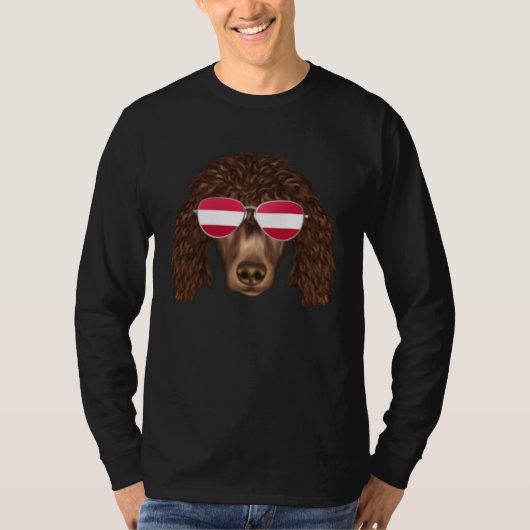 Austrian Flag Irish Water Spaniel Dog Austria Pock T-shirt (Voorkant)