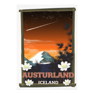Austurland IJsland reisposter Foto Afdruk