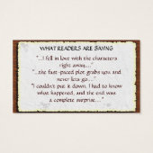 Auteur / Auteur Couverture du livre de promotion : (Dos)