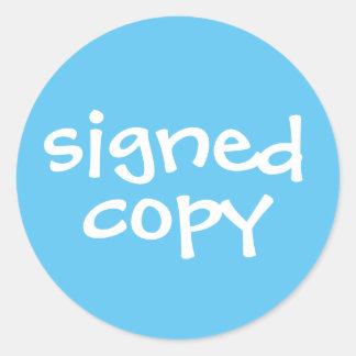Auteur Boek Ondertekend Exemplaar Blauw Ronde Sticker