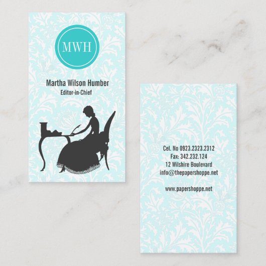 Auteur Carte de visite (Devant / Derrière)