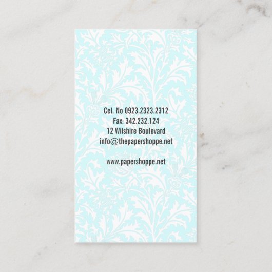 Auteur Carte de visite (Dos)