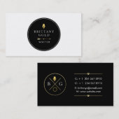 Auteur, carte de visite d'auteur - or chic et noir (Devant / Derrière)