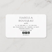 Auteur de photos moderne Carte de visite (Dos)