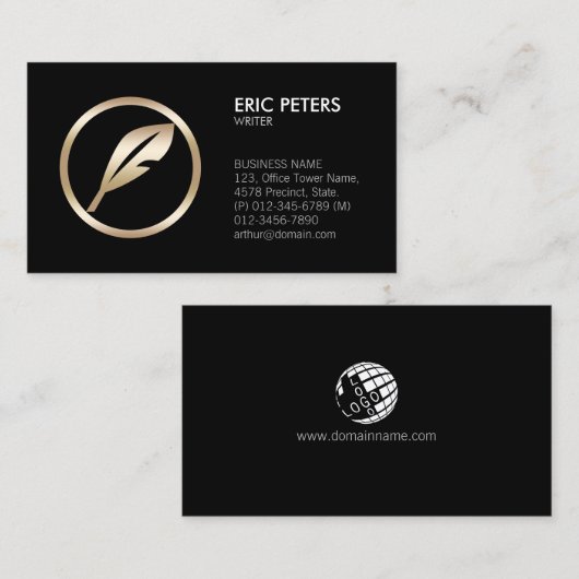 Auteur écrivain Carte de visite romancier (Devant / Derrière)