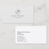 Auteur Elegant Quill Icon Publishing Visitekaartje (Voorkant / Achterkant)