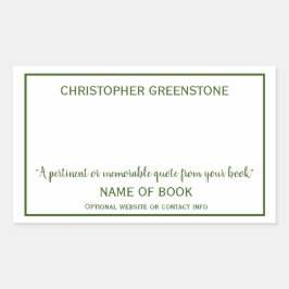 Auteur Groene Bookplaat van de Handtekening Rechthoekige Sticker