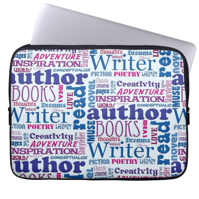 Auteur Pride Wordy Cool Typography Pattern Laptop Sleeve (Voorkant)
