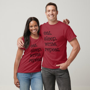 Auteur Schrijver Literaire Gift Eet Slaap Schrijf T-shirt