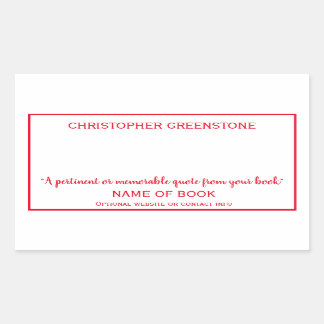 Auteur Signature Red Bookplate Rechthoekige Sticker
