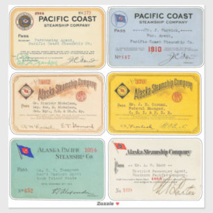 Authentic Alaska and Pacific Steamship Pass 1900 Sticker