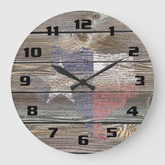 Authentic and Rustic Texas Map and Flag on wood Grote Klok (Voorkant)