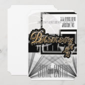 Authentic Basketball Party Invitation - Black Kaart (Voorkant / Achterkant)