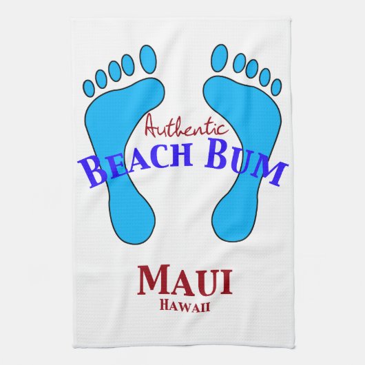 Authentic Beach Bum Maui Hawaii Theedoek (Verticaal)