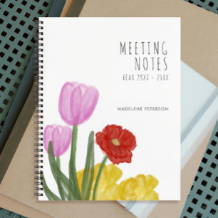 Authentic Hand Drawn Water Colored Flowers Notitieboek