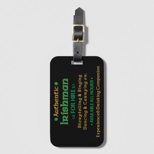 Authentic Irishman voor Hire Funny Bagagelabel (Voorkant (verticaal))