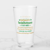 Authentic Irishman voor Hire Funny Glas (Voorkant)