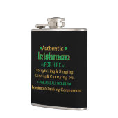 Authentic Irishman voor Hire Funny Heupfles (Links)