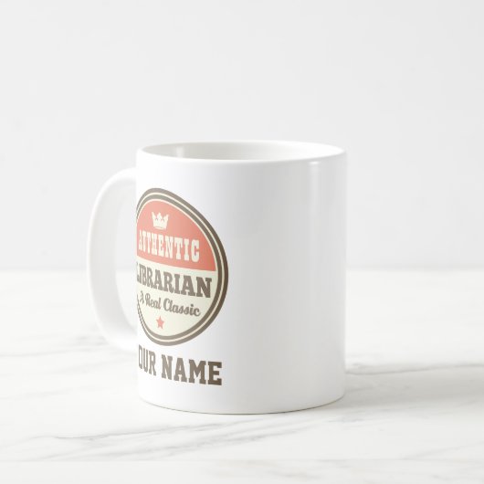 Authentic Librarian Funny Personalized Koffiemok (Voorkant links)