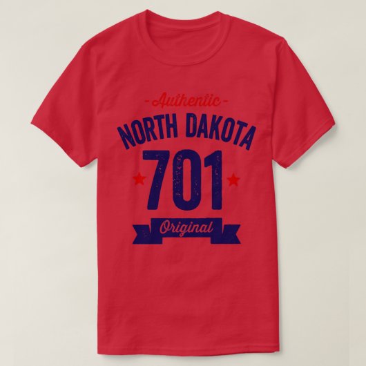 Authentic North Dakota 701 Area Code T-shirt (Design voorkant)