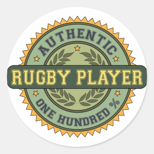 Authentic Rugby Player Ronde Sticker (Voorkant)