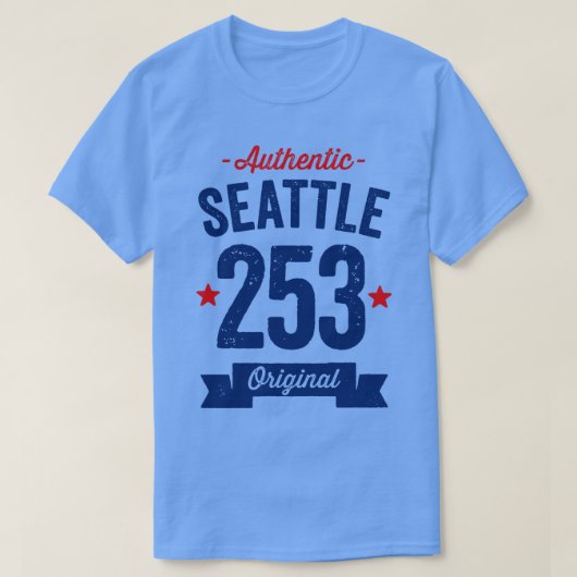 Authentic Seattle 253 Area Code T-shirt (Design voorkant)
