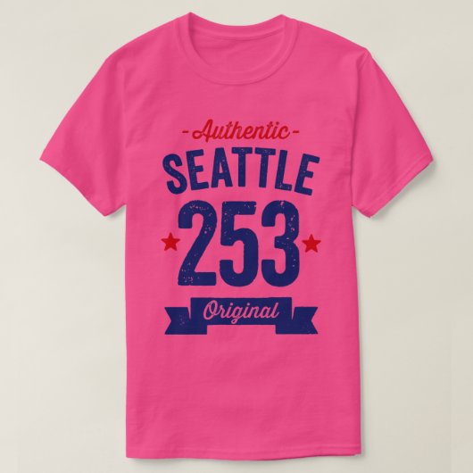 Authentic Seattle 253 Area Code T-shirt (Design voorkant)