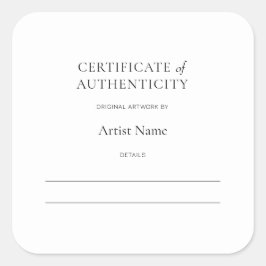 Authenticiteitscertificaat voor Art Sticker
