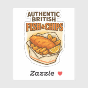 Authentieke Britse Fish & Chips Retro Vintage UK Sticker
