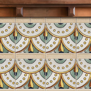 Authentieke handgeschilderde bloemige majolica Spa Tegeltje