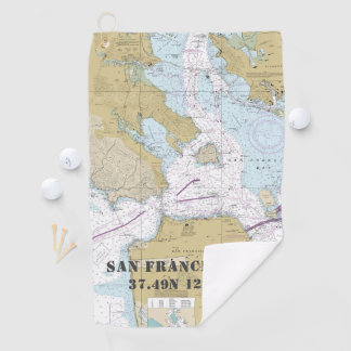 Authentieke Nautische San Francisco CA kaart Golfhanddoek