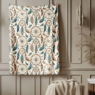 Authentieke Tribal Bold Etnische Patronen Dreamcat Fleece Deken