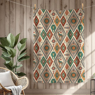 Authentieke Tribal Bold Etnische Patronen kopergro Fleece Deken